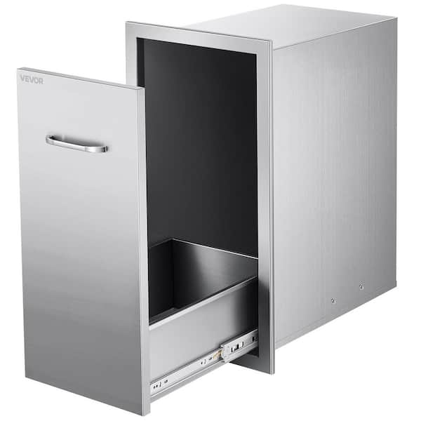 Outdoor Kitchen Trash Drawer, 13.54 in. W x 19.61 in. D x 25.79 in. H Interior Storage, Kitchen Drawers Stainless Steel