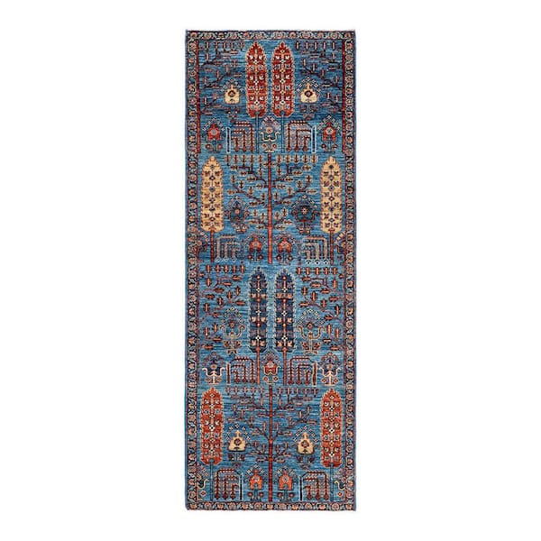 Solo Rugs Serapi One-of-a-Kind Traditional Light Blue 2 ft. x 8 ft. Runner Hand Knotted Tribal Area Rug