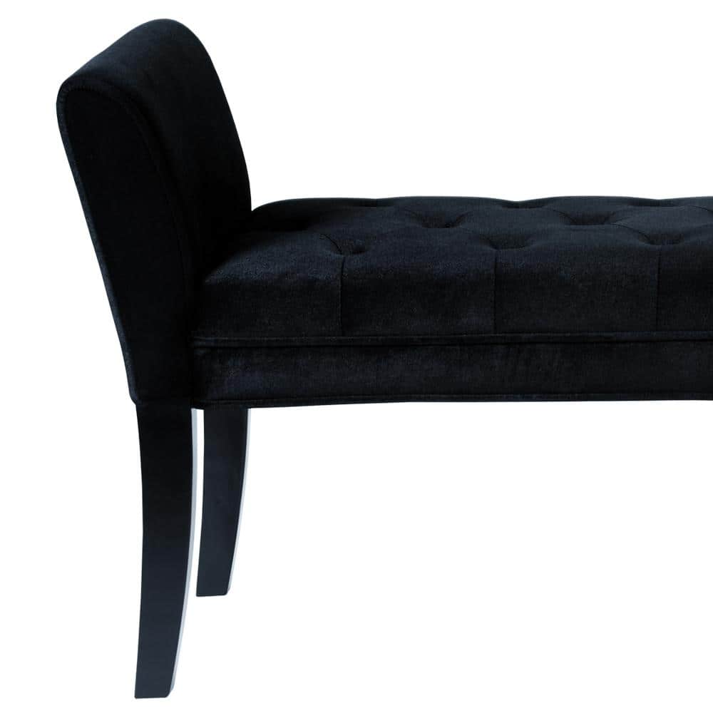 Chatham Transitional Tufted Black Velvet 53'' Bench
