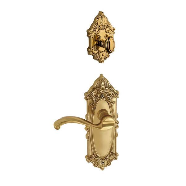 Grandeur Grande Victorian Single Cylinder Lifetime Brass Combo Pack Keyed Alike with Portofino Lever and Matching Deadbolt