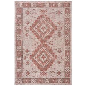 Courtyard Beige/Red 9 ft. x 12 ft. Geometric Indoor/Outdoor Patio  Area Rug