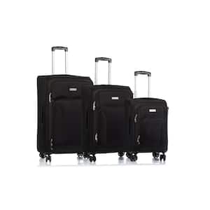 Traveler's 29 in., 25 in., 20 in. Blac Softside Luggage Set with Spinner Wheels (3-Piece)