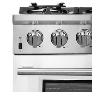 Capriasca 36 in. 5.36 cu. ft. Gas Range with 6 Burners and Electric 240-Volt Oven in. Stainless Steel with White Door