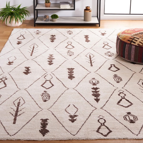 Moroccan 6 ft. x 9 ft. Beige/Brown Moroccan Tribal Diamond Area Rug