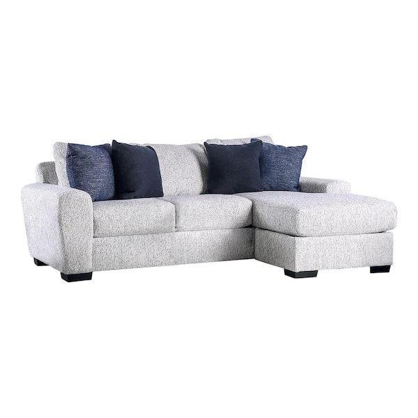 Balona 101 in. Square Arms L-Shaped Chenille Sectional Sofa in. Cream with Removable Pillow Back