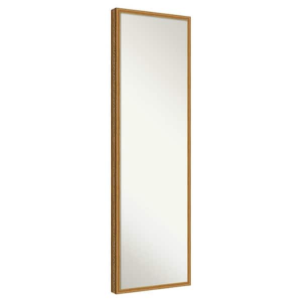 Cordelia Thin Antique Gold 15 in. x 49 in. Non-Beveled Traditional Wood Framed Full Length on the Door Mirror