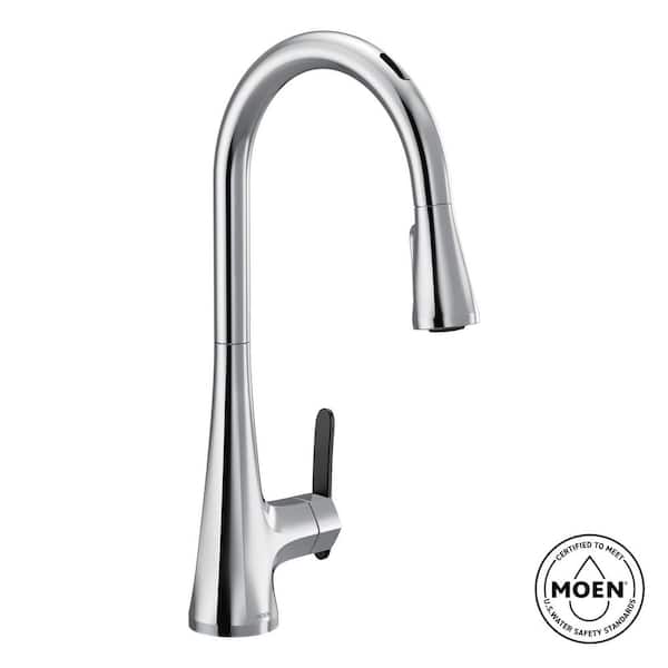 MOEN Sinema Single-Handle Smart Touchless Pull Down Sprayer Kitchen Faucet with Voice Control and Power Boost in Chrome