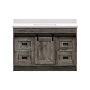 Barnstable 48 in. W x 22 in. D Vanity in Driftwood Gray with Cultured Marble Vanity Top in Solid White with White Basin