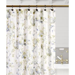 Abigail 72 in. Porcelain Floral Shower Curtain