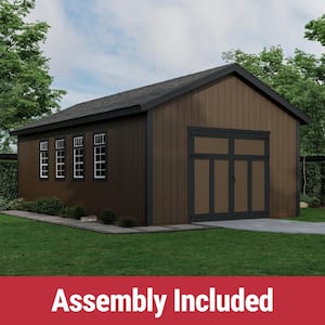 Professionally Assembled Camden 16 ft. x 26 ft. Outdoor Multi-purpose Wood Storage Shed- Black Shingles (416 sq. ft. )