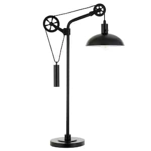 Neo 33.5 in. Blackened Bronze Table Lamp with Spoke Wheel Pulley System