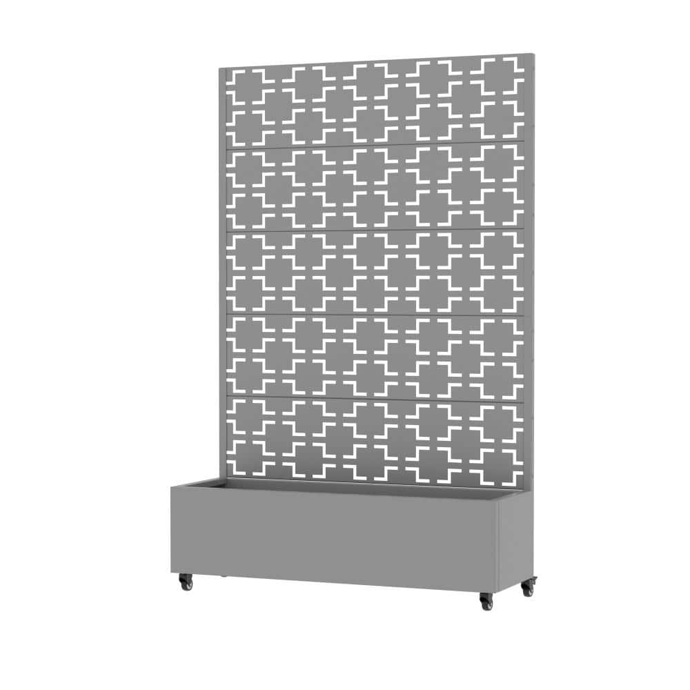 72 in. H x 47 in. W Gray Outdoor Galvanized Steel Privacy Screen Planter Box Trellis with Detachable Wheels price history on PriceWatchPro