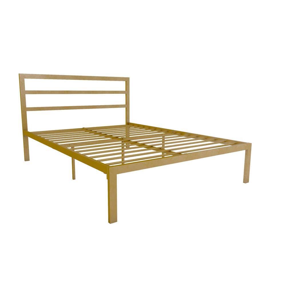Signature Sleep Laurier 61.5 in. Gold Platform Queen Metal Bed with