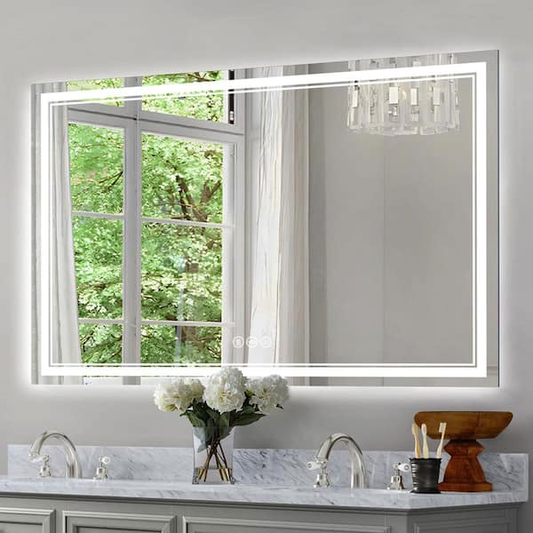 30 in. W x 48 in. H Rectangular Frameless Anti-Fog Front And Backlit LED Wall Mirror Bathroom Vanity Mirror