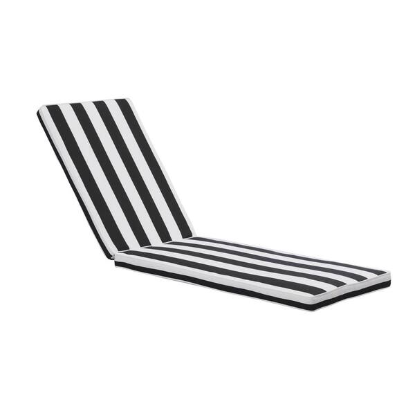 Tenleaf 22.05 x 2.76 2-Pieces Replacement Outdoor Chaise Lounge Cushion in Black White