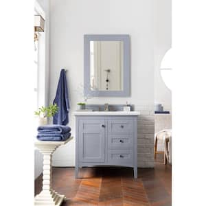 Palisades 36.0 in. W x 23.5 in. D x 35.3 in. H Bathroom Vanity in Silver Gray with White Zeus Quartz Top