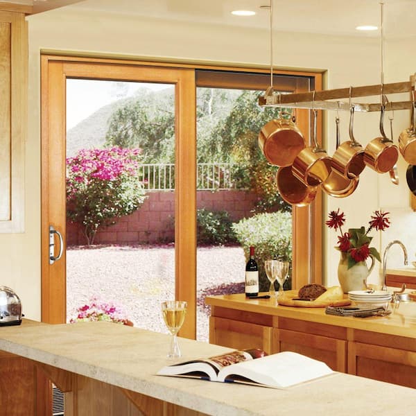 Composite Gliding Patio Door with Woodgrain Interior