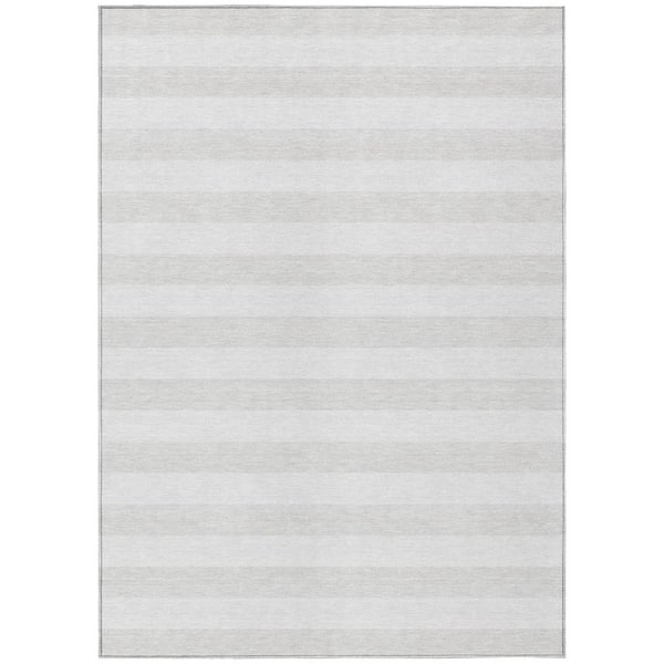 HomeRoots Ivory 3 ft. x 5 ft. Woven Striped Polyester Rectangle Indoor/Outdoor Area Rug