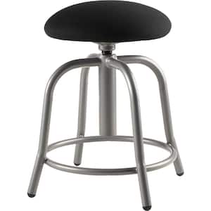 18 in. - 25 in., 3 in. Fabric Padded Black Seat, Grey Frame Height Adjustable Designer Stool