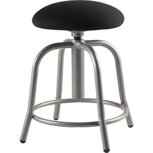 National Public Seating 18 in. - 25 in., 3 in. Fabric Padded Black Seat, Grey Frame Height Adjustable Designer Stool