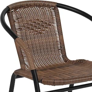 Medium Brown Rattan Indoor-Outdoor Restaurant Stack Chair (2-Pack),Brown