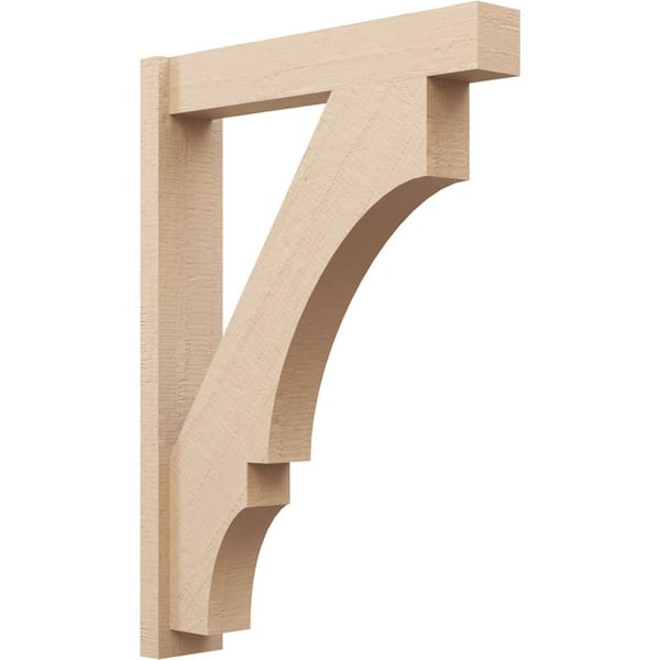 Ekena Millwork 6 in. x 42 in. x 30 in. Balboa Block Rough Cedar Woodgrain Timberthane Polyurethane Outlooker, Primed Tan