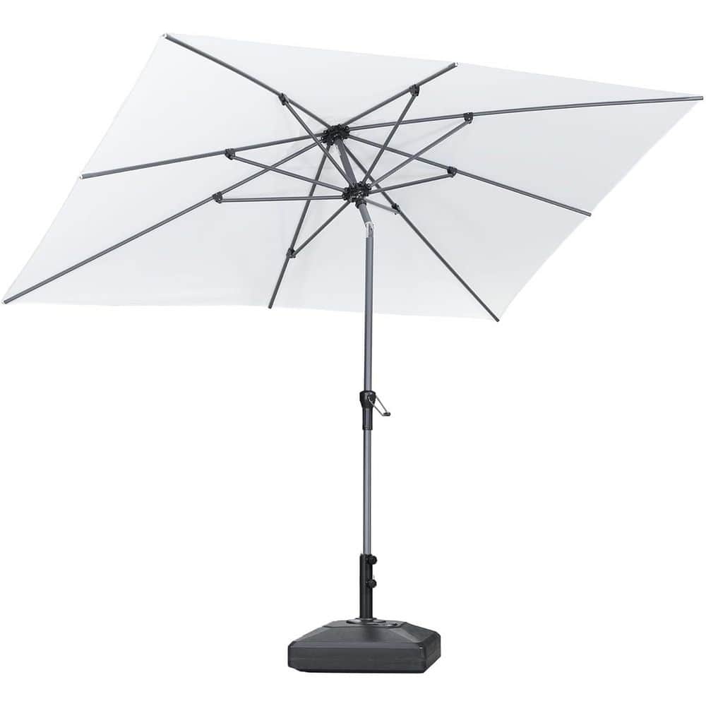 6.5 ft. x 10 ft. Square Aluminum Auto-Tilt Outdoor Market Patio Umbrella with Base in Navy Blue price history on PriceWatchPro