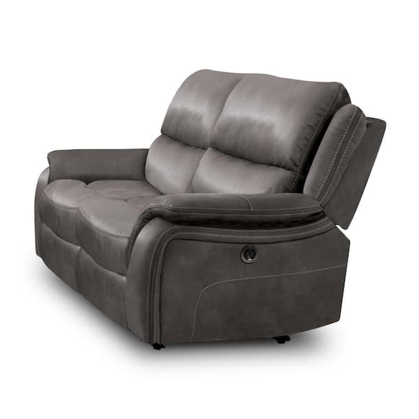 Furniture of America Dinne 68 in. Dark Gray Polyester 2-Seater Reclining Loveseat with Armrests