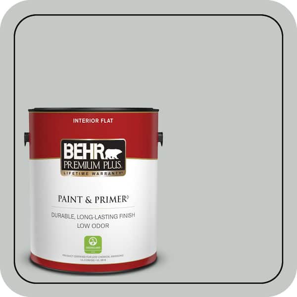 BEHR PREMIUM PLUS 1 gal. #BNC-07 Frosted Silver Flat Low Odor Interior Paint & Primer