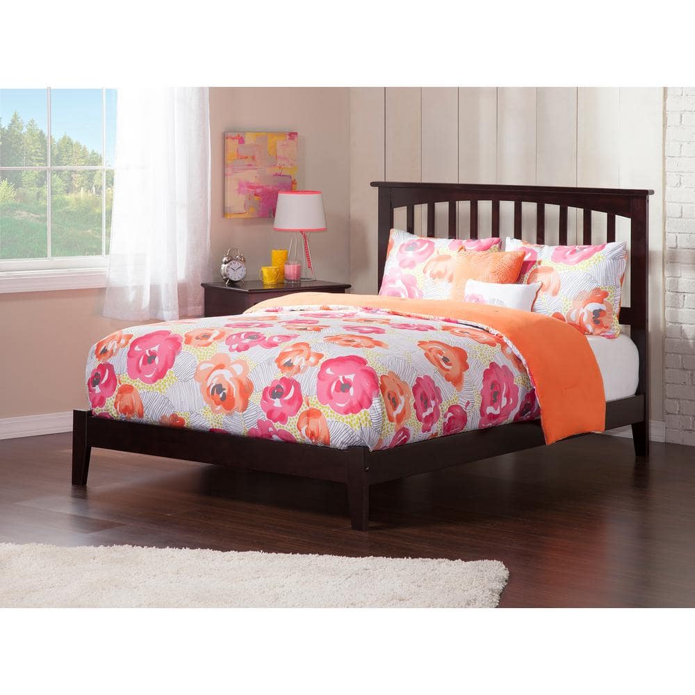 Espresso Mission-Style Full Bed with USB Ports and Wood Headboard