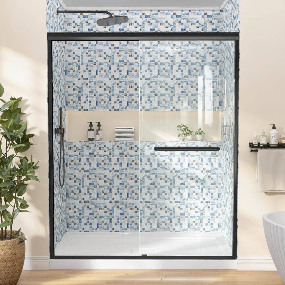 Kavora 56-60 in. W x 72 in. H Double Sliding Shower Door with Nano-Coated 1/4 in. Clear Tempered Glass in Matte Black price history on PriceWatchPro