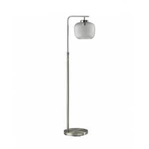 60.25 in. Silver Task Swing Arm Floor Lamp With Clear Globe Shade