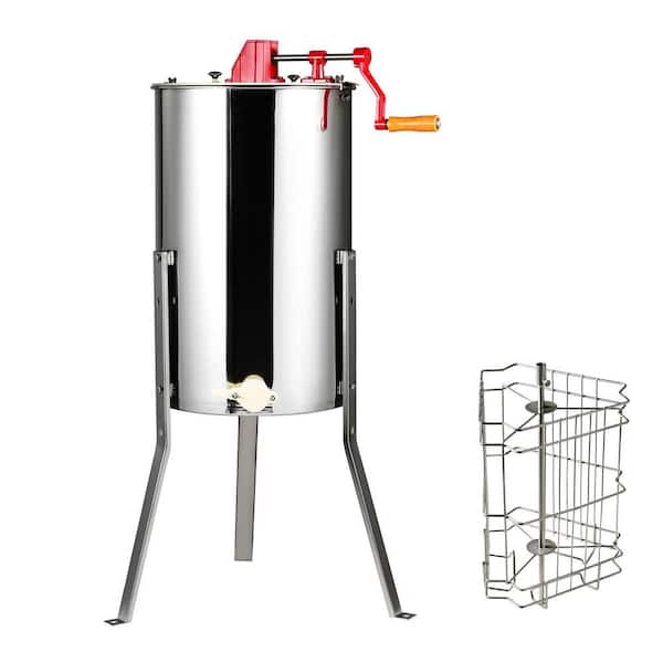 Manual Honey Extractor, 2/4-Frame Stainless Steel Spinner, Beekeeping Honeycomb Drum with Adjustable Stand and Lid