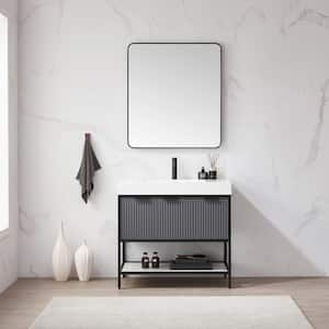 Marcilla 36 in. W x 20 in. D x 34 in. H Single Sink Bath Vanity in Grey with White Integral Sink Top