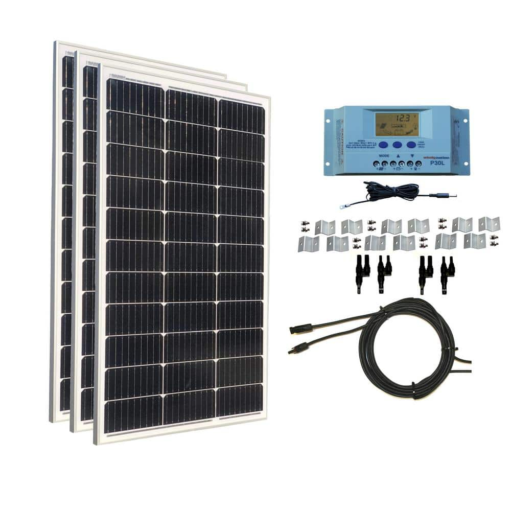 300-Watt Monocrystalline Solar Panel Kit with 30 Amp Solar Charge Controller -  WindyNation, MSPK-300W-P30L