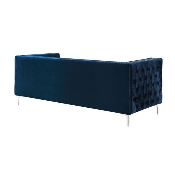 Best Quality Furniture Olivia Navy Blue Velvet Fabric Adjustable