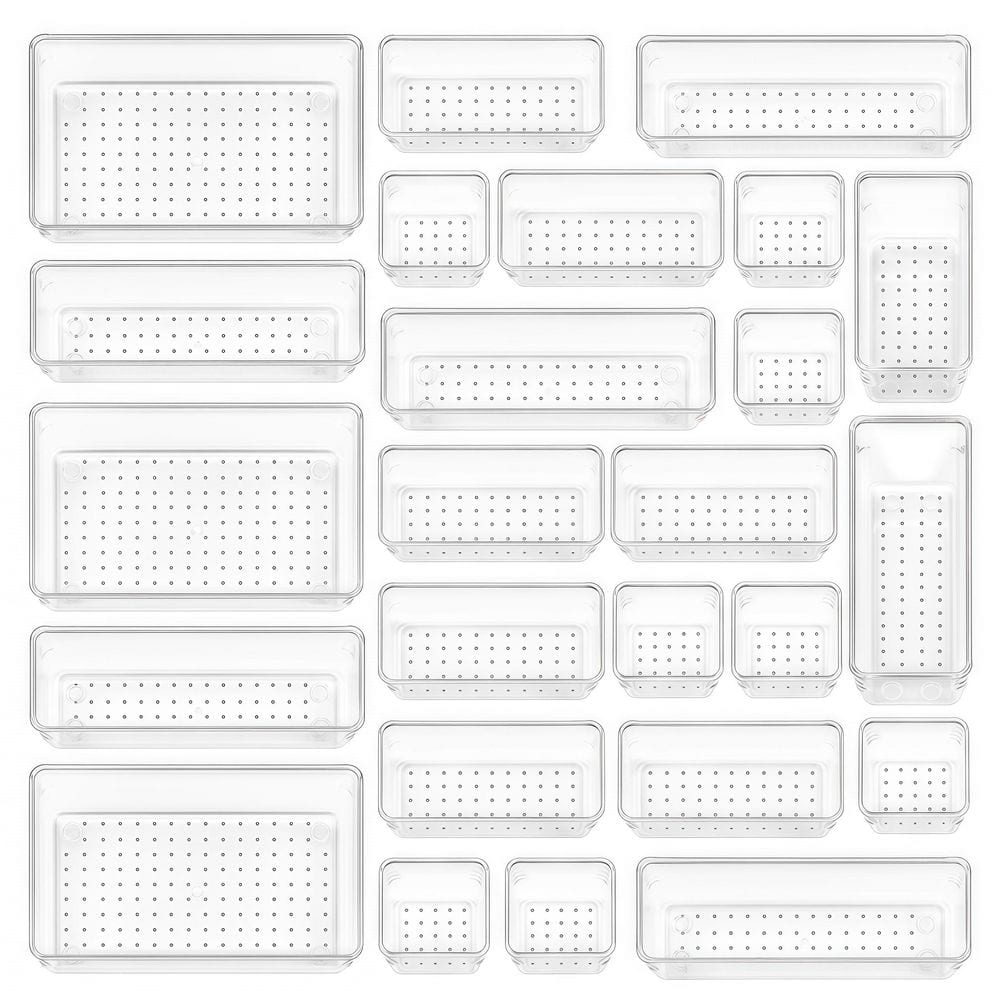 Plastic Drawer Organizers Combo with Versatile Trays for Bathroom Vanity Makeup Kitchen and Office Storage (25-Pack) price history on PriceWatchPro