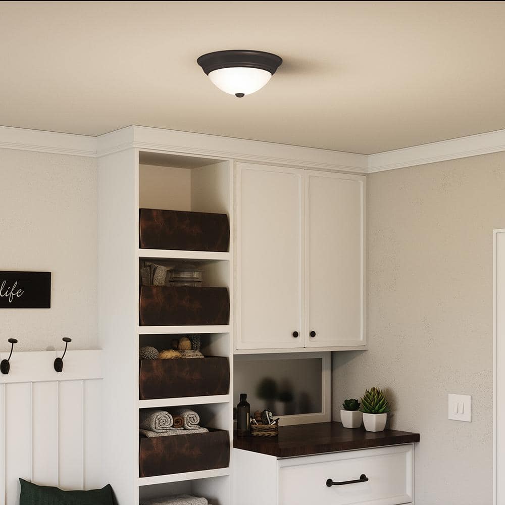 Erwin 13'' Bronze and Glass Flush Mount Ceiling Light