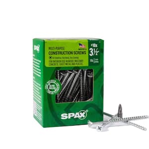 #10 x 3-1/2 in. Interior Flat Head Wood Screws Construction Phillips Square Unidrive (57 Each) 1 LB Bit Included