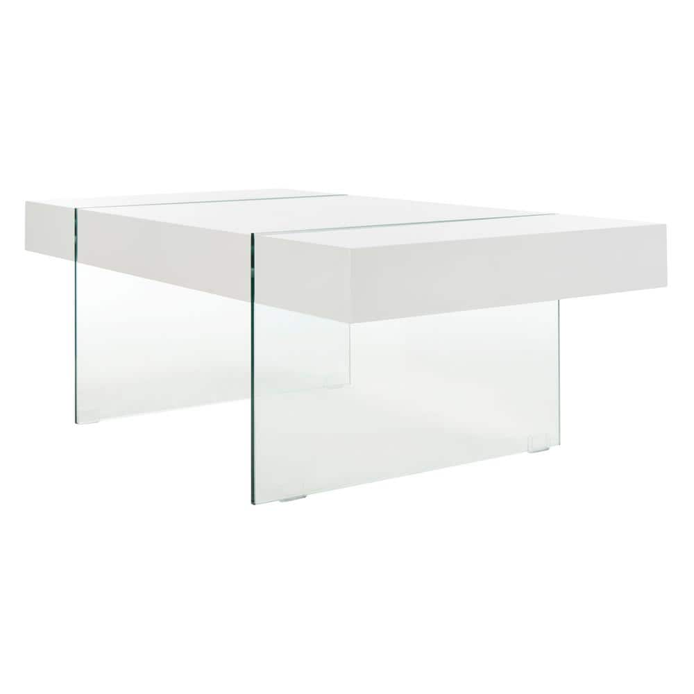 Jacob White Rectangular Glass Leg Modern Coffee Table