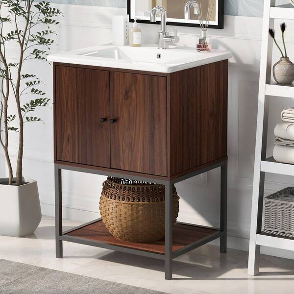 Xzkai 24 in. W x 18 in. D x 34 in. H Single Sink Bath Vanity in