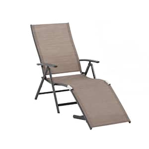 1-Piece Aluminum Adjustable Outdoor Chaise Lounge in Esspreso