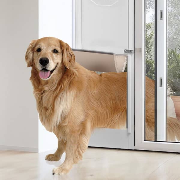 Dog Door for Sliding Glass Door, 75 7/8 in.-80 11/16 in. Adjustable Height Doggy Door, Aluminum, for Large-Sized Dogs