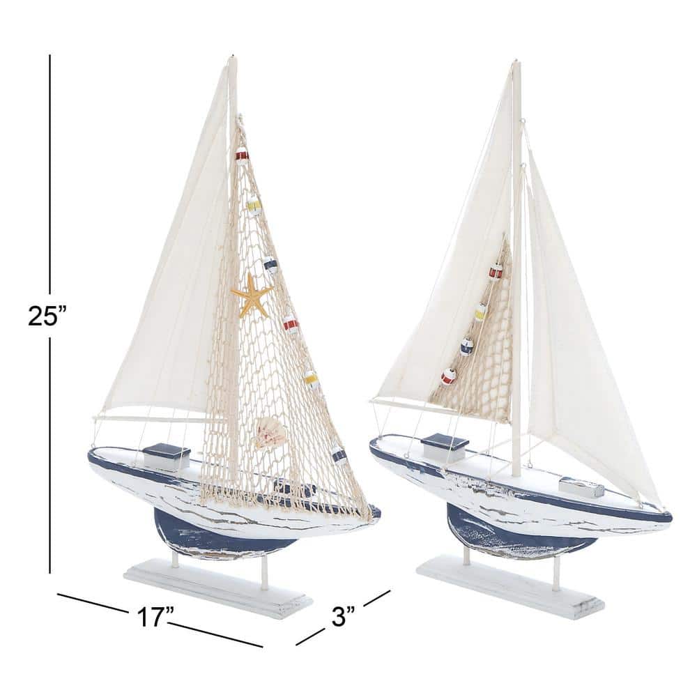 White Pine Coastal Sailboat Sculpture Set, 25"H x 17"W