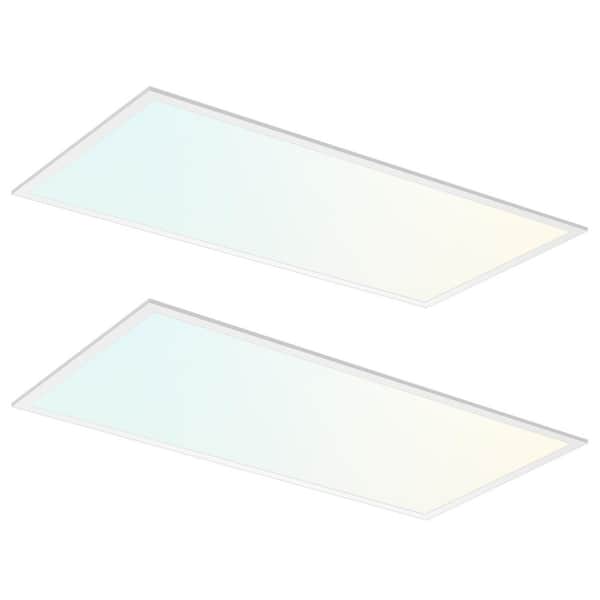 2 x 4 ft. LED Slim Surface Panel Recessed Light 5CCT 2700K-5000K Dimmable 5000/6000/7500LM 40/50/62W Damp Rated (2-Pack)