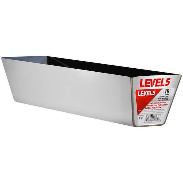 Level 5 16 in. Stainless Steel Mud Pan with Curved Bottom