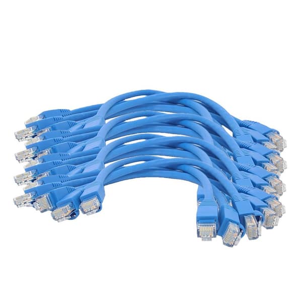 Micro Connectors, Inc 1 ft. Cat 6A 10 Gb UTP Ethernet Patch (24-AWG) Cable (Blue) 30-Pack