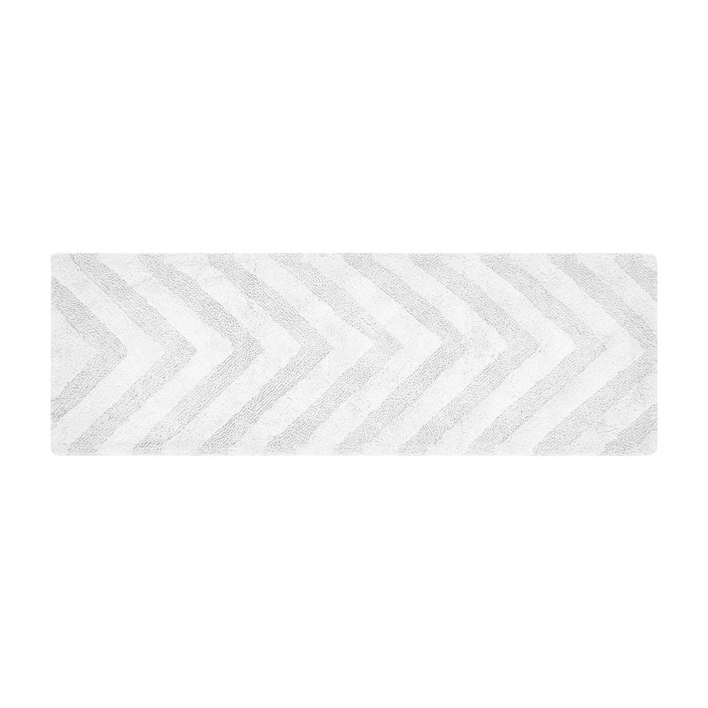 Hugo White Cotton Tufted Chevron Bath Runner 20" x 60"
