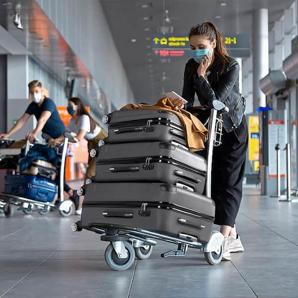 Karl home Nested Hardside Luggage Set in Shiny Silver, 3-Piece