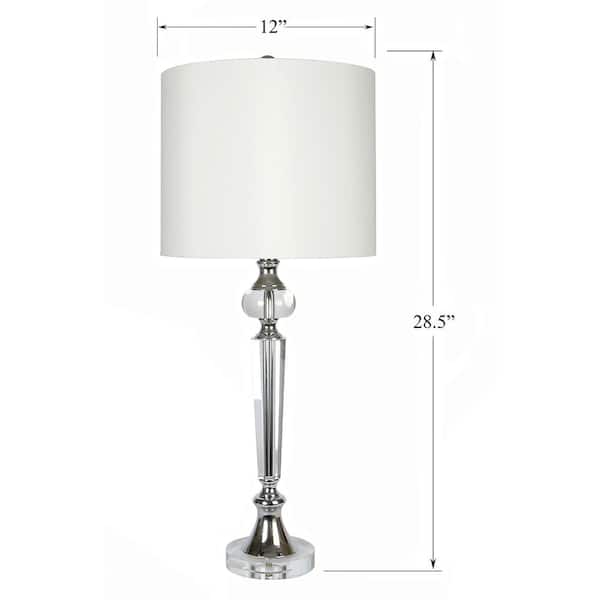Grandview Gallery 28 5 In White Silk, White Crystal Table Lamp